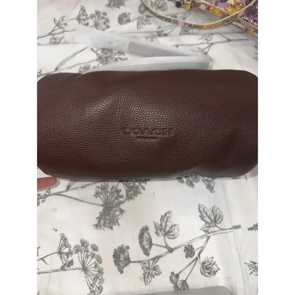 NWT B9-005 Coach Andre Barrel Bag 30 Silver/Maple Refined pebble leather CET20